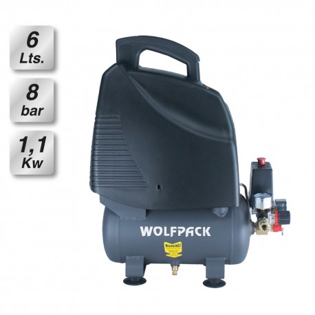 Compresor Aire 6 Litros / 8 Bares / 1,1 Kw - 1,5 HP Sin Aceite