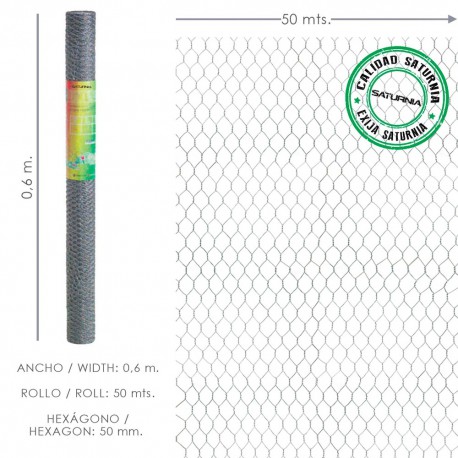 Enrejado Triple Torsion 50/ 60 cm. Rollo 50 Metros Uso Domestico