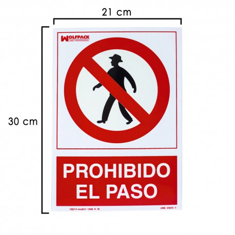 Cartel Prohibido El Paso 21x 30 (Alt.) cm.