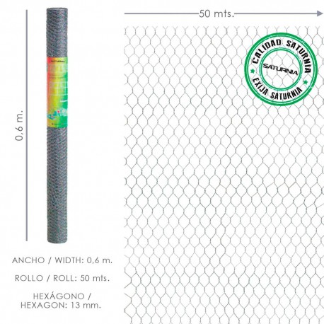 Enrejado Triple Torsion 13/ 60 cm. Rollo 50 Metros Uso Domestico